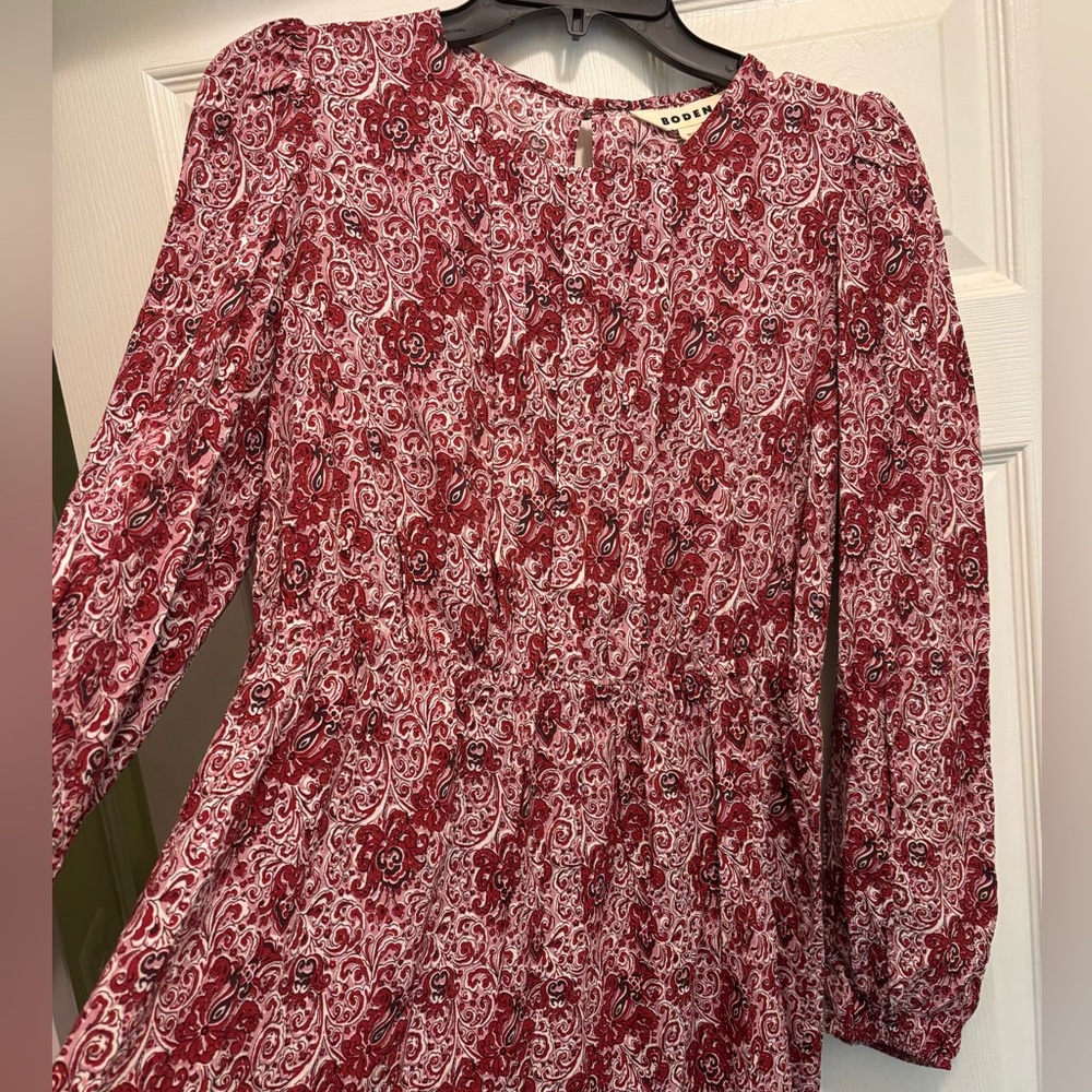 NWT Boden Red, Pink, White Print Dress Sz L